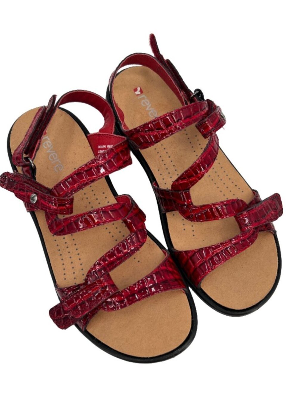 Revere Miami Leather Croc Embossed Sandals